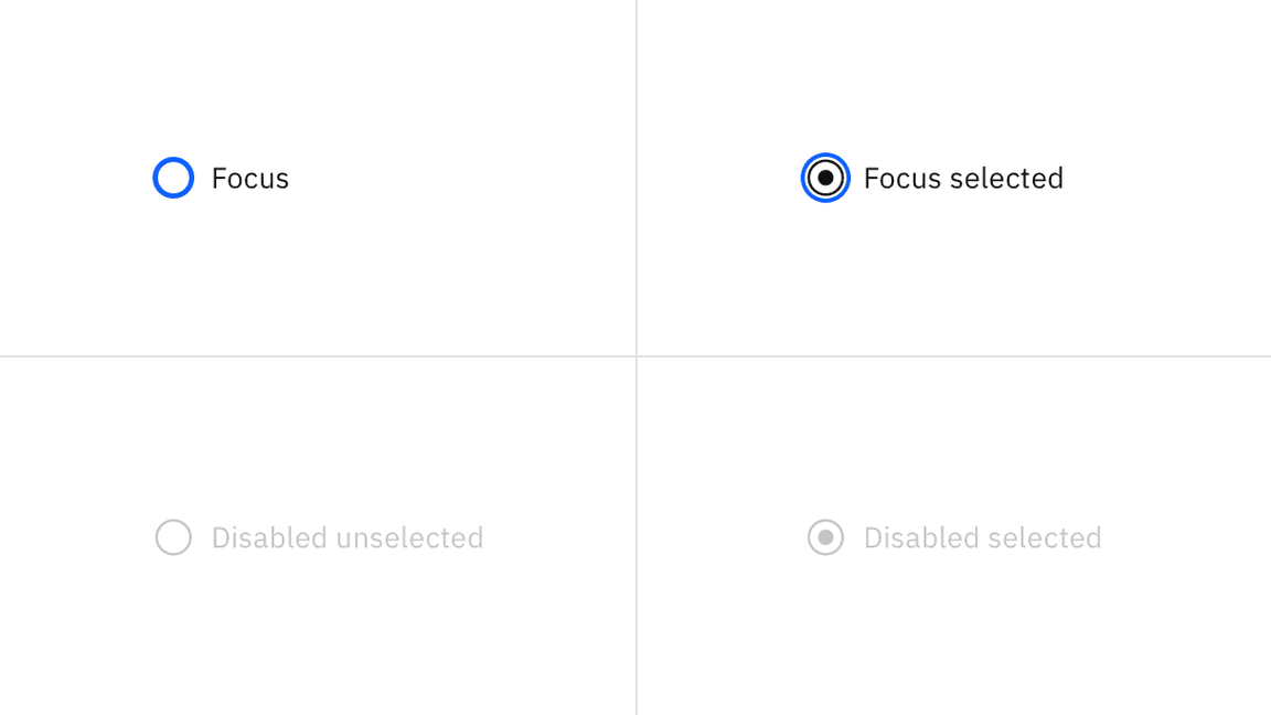 Examples of focus states and disabled states